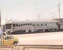 ATSF 80, Tail car used for track inspections, seen here on the end of an Operation Lifesaver Train in Stockton CA