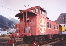 ATSF 999001 is located at 10th and Cement Streets in Silverton CO. Nov 2004. S. Roger Kirkpatrick photos