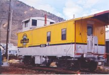 Painted in a fake Denver & Rio Grande paint and number. ATSF 999250 is located at 10th and Cement Streets in Silverton CO. Nov 2004.
