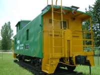 BN 11430, Ex NP 10094 on display at the city marker East Entrance to Staples MN on Hwy 10. Mark Johnson 2005 photos