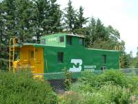 BN 11430, Ex NP 10094 on display at the city marker East Entrance to Staples MN on Hwy 10. Mark Johnson 2005 photos
