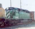 BN Green 6379 with BNSF markings on a PASBAR train