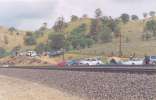The photos on this page from this point, were all taken during the Calrailfans Campout in April 2004. Yard Dogh photo of Calrailfans campsite