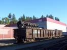 Locomotive Prime Mover in a gondola in the KP yard in Vernon BC. Lil Quong photo