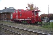 Missouri Pacific Caboose #13644 on display at the Lee Summit MO Amtrak Station