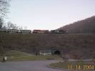 View from the parking lot of a Eastbound Coal train traversing Horseshoe Curve