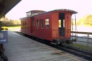 Sandy River & Rangeley Lakes 2' gauge Caboose #551 now in use on the Boothbay Railway tourist train in Boothbay Maine