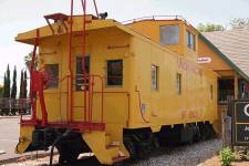 UP 25037 is on display in front of a real estate office in Brea, CA