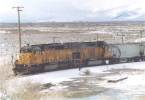 UP 3237 works an online Industry east of Battle Mountain on EB Paired trackage