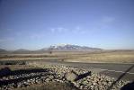 Snow covered mountain at a rest stop just west of Laramie just after sunrise
